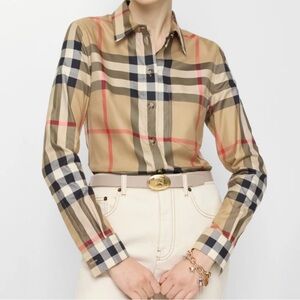 Burberry Plaid Long Sleeve Button Up Shirt